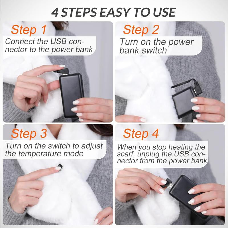 Luxurious Graphene Heated Scarf for Men and Women - Faux Fur Neck Heating Pad with 3 Adjustable Heat Levels for Ultimate Comfort and Pain Relief - Perfect Gift for Loved Ones!