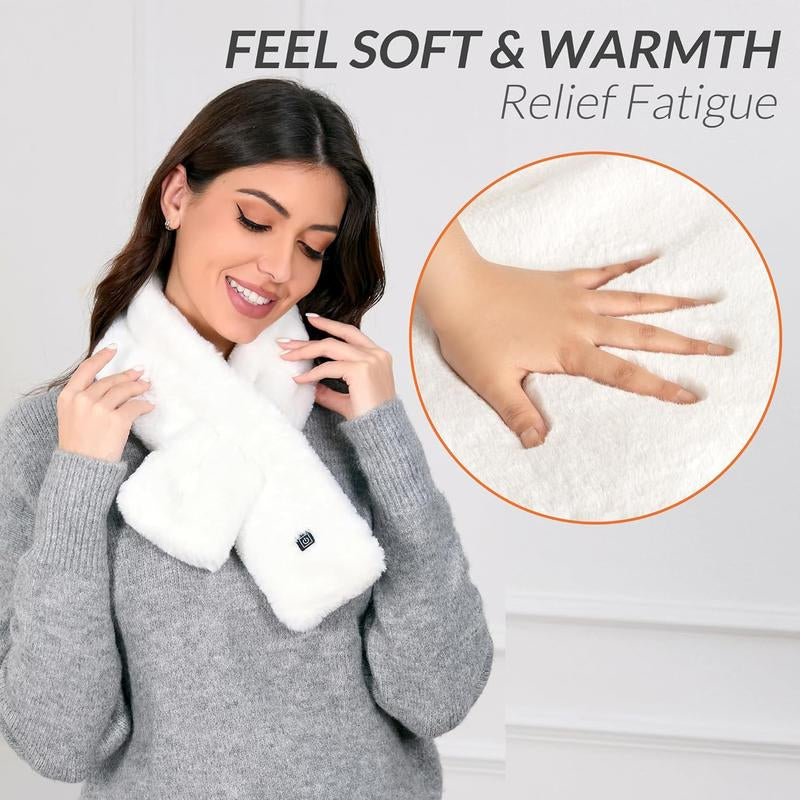 Luxurious Graphene Heated Scarf for Men and Women - Faux Fur Neck Heating Pad with 3 Adjustable Heat Levels for Ultimate Comfort and Pain Relief - Perfect Gift for Loved Ones!