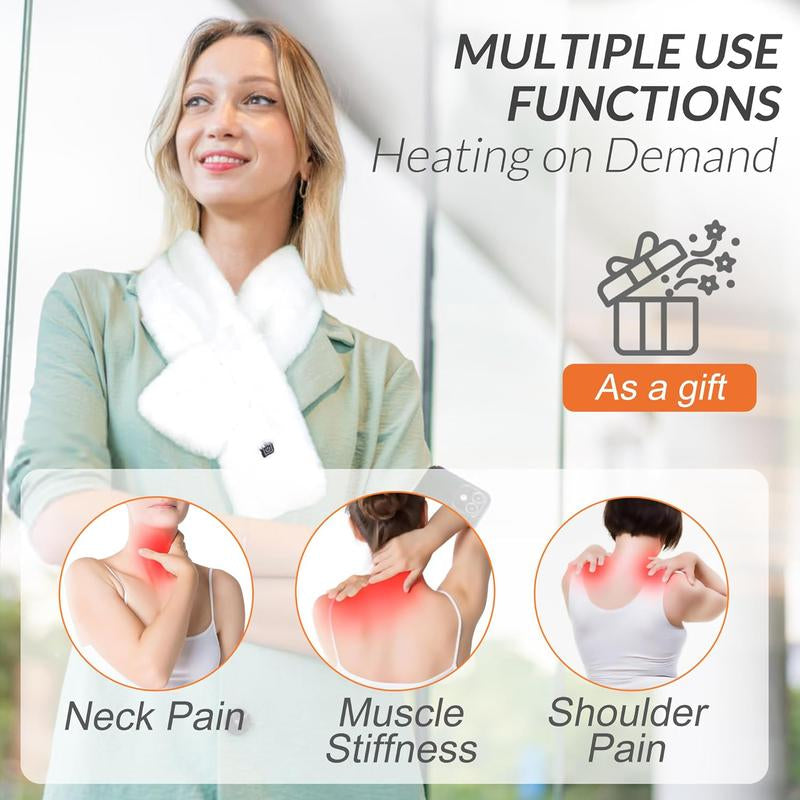 Luxurious Graphene Heated Scarf for Men and Women - Faux Fur Neck Heating Pad with 3 Adjustable Heat Levels for Ultimate Comfort and Pain Relief - Perfect Gift for Loved Ones!