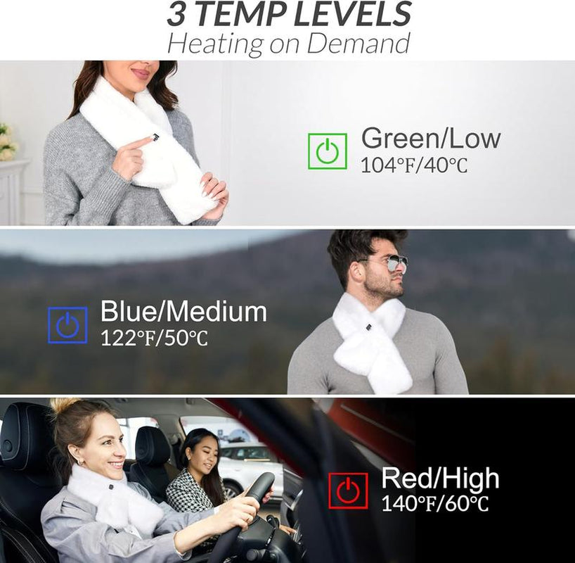 Luxurious Graphene Heated Scarf for Men and Women - Faux Fur Neck Heating Pad with 3 Adjustable Heat Levels for Ultimate Comfort and Pain Relief - Perfect Gift for Loved Ones!