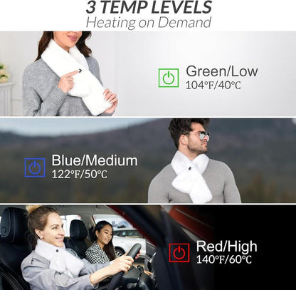 Luxurious Graphene Heated Scarf for Men and Women - Faux Fur Neck Heating Pad with 3 Adjustable Heat Levels for Ultimate Comfort and Pain Relief - Perfect Gift for Loved Ones!